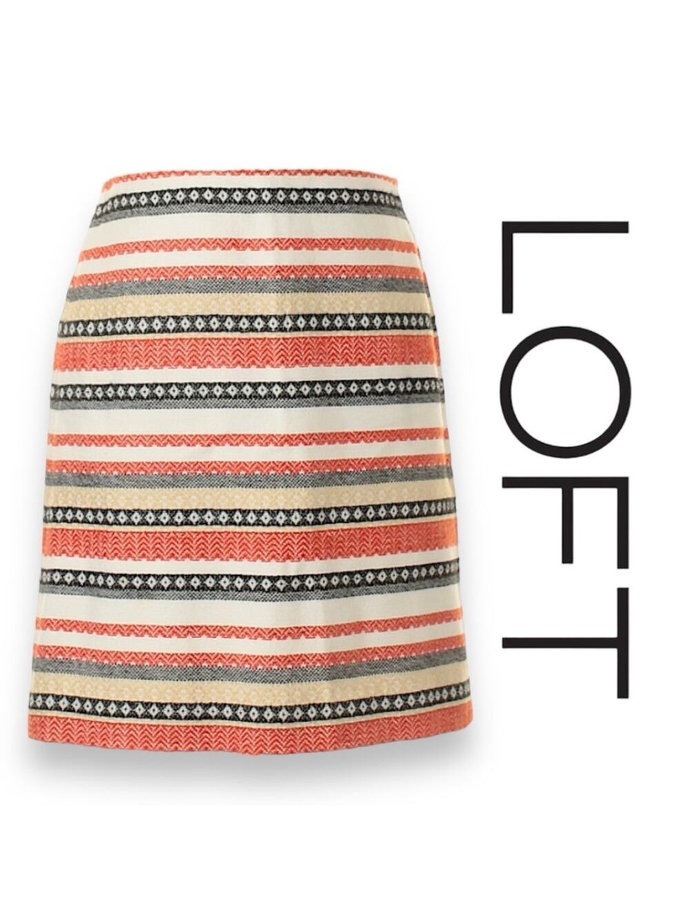 LOFT Striped Cotton Knee Length Pencil Skirt Women’s Size 10P